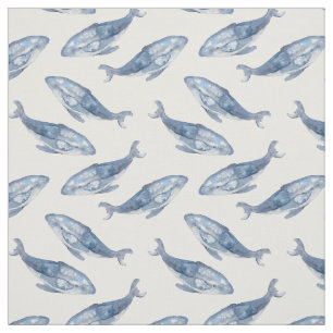 Tissu Baleines à bosse en aquarelle