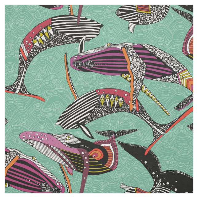 Tissu baleines à bosses menthe poivrée (Échantillon)