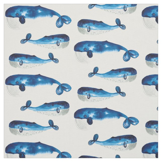 Tissu Baleines bleues pour aquarelle (Échantillon)