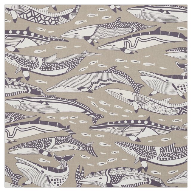 Tissu baleines de Minke pierre de mûrier (Échantillon)