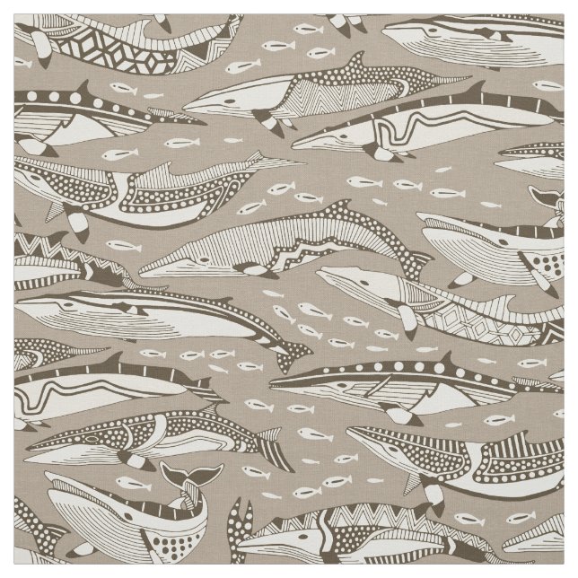 Tissu baleines de Minke thé brun pierre (Échantillon)