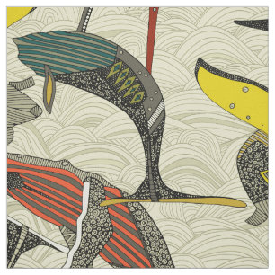 Tissu baleines et vagues audacieuses