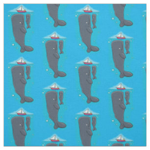 Tissu Baleines mignonnes et illustration de dessin animé