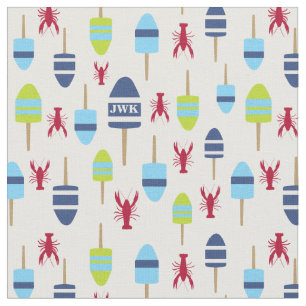 Tissu Balise nautique et homard de thème décorés d'un