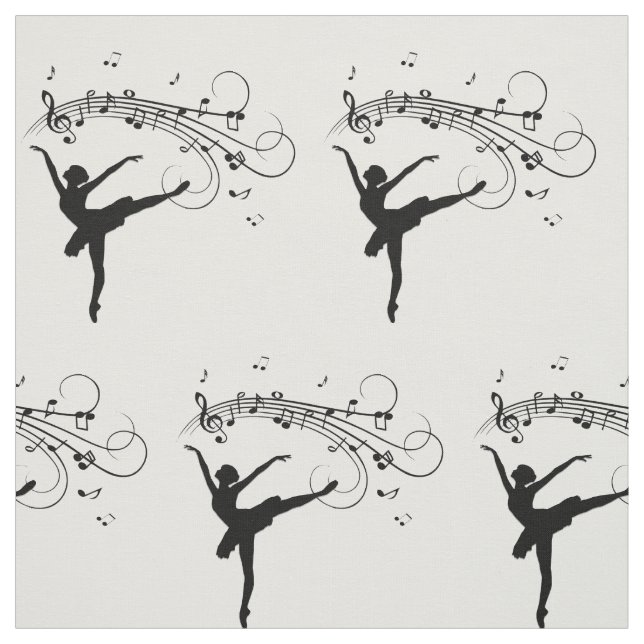 Tissu Ballerina Dancing with Music Notes (Échantillon)