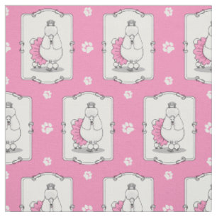 Tissu Ballerina Princess Poodle Dog (blanc)