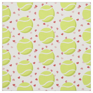 Tissu balles de tennis aux coeurs minuscules sports moti