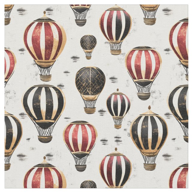 Tissu Ballons à air chaud rayé sur blanc (Fermer)