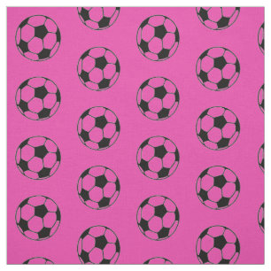 Tissu Ballons de football roses et noirs de diva