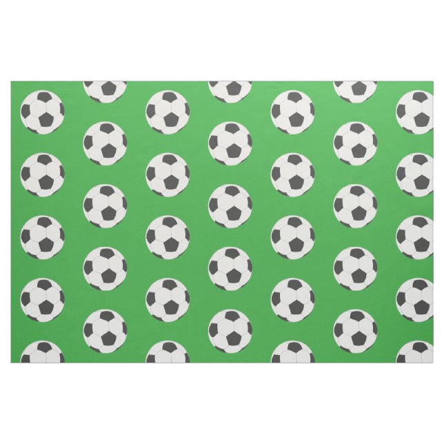 Tissu Ballons de soccer noir et blanc sur vert (Fat Quarter)