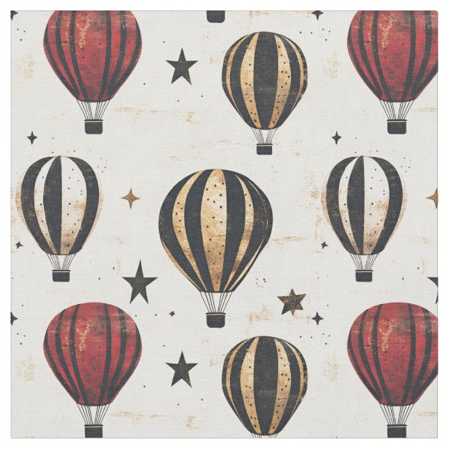 Tissu Ballons et étoiles à air chaud (Fermer)