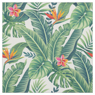 Tissu Banane tropicale Monstera Palm Feuilles & Fleurs