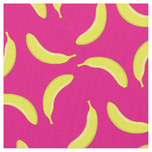 Tissu Bananes Fruits mignons Cuisine sotte rose (Fermer)