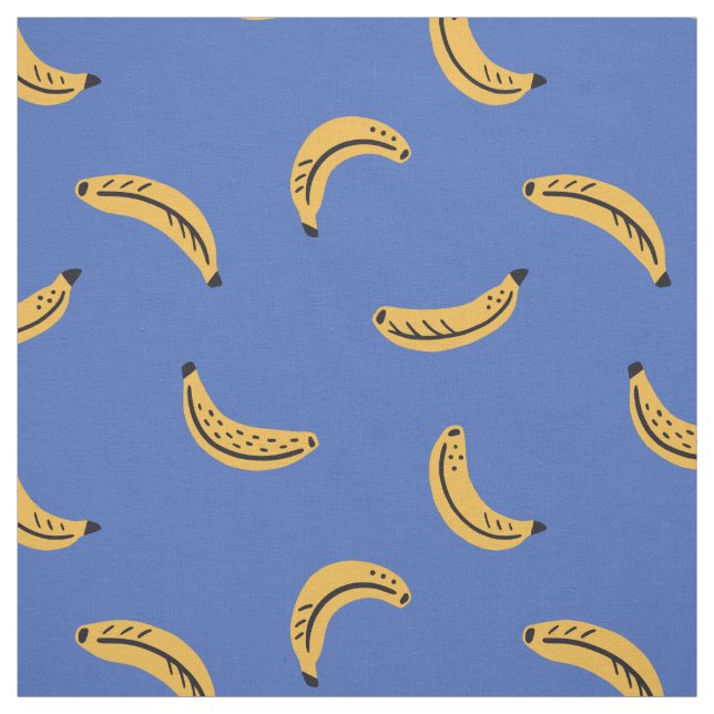 Tissu Bananes graphiques sur arrière - plan bleu vif (Échantillon)