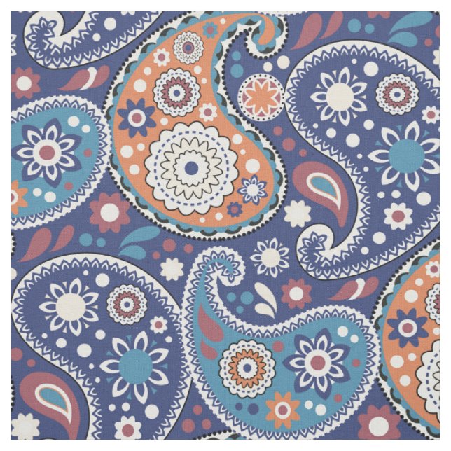 Tissu Bandana Paisley Imprimer Bleu (Échantillon)
