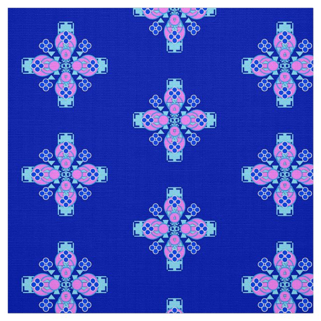 Tissu Bandana Print - orchidée, bleu et cobalt (Échantillon)