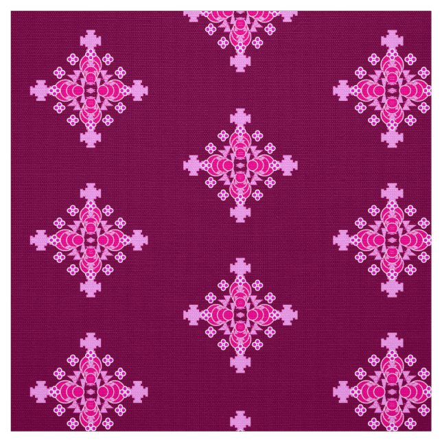 Tissu Bandana Print - rose pâle et prune (Échantillon)