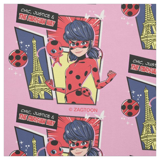 Tissu Bande dessinée Miraculaire Ladybug Parisienne (Échantillon)