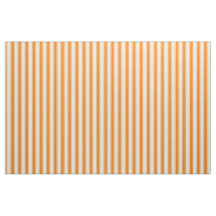 Tissu Bandes à tiques orange et crème