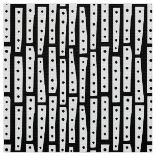 Tissu Bandes Abstraites verticales - Blanc sur noir