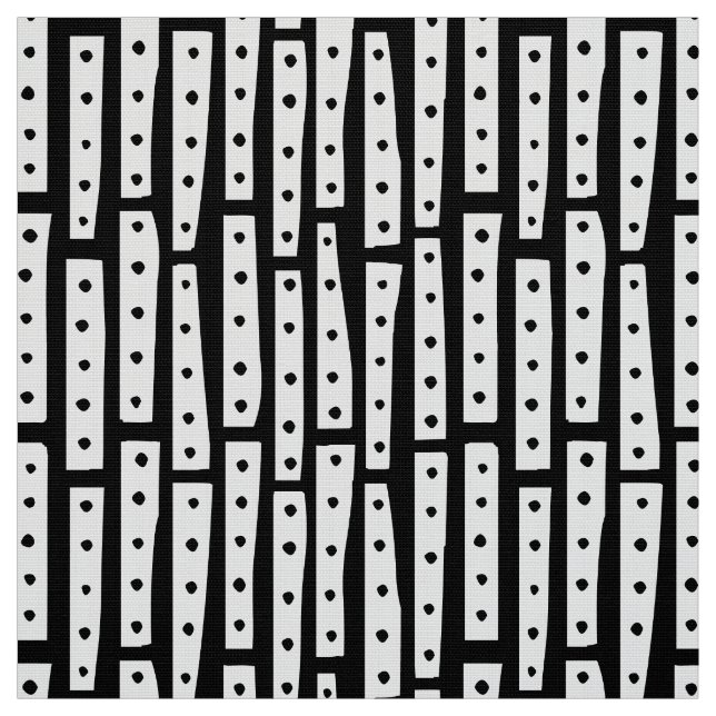 Tissu Bandes Abstraites verticales - Blanc sur noir (Échantillon)