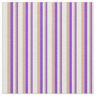 Tissu Bandes couleur pourpre, teint et crème
