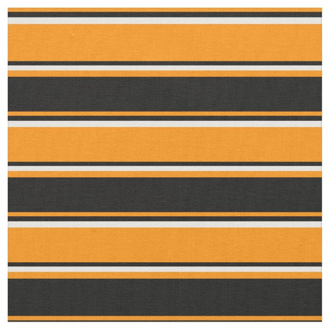 Tissu Bandes de couleur orange foncé, noire et blanche (Fermer)