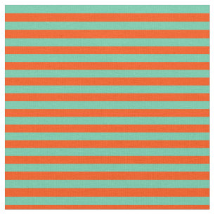 Tissu Bandes de couleur rouge et aquamarine