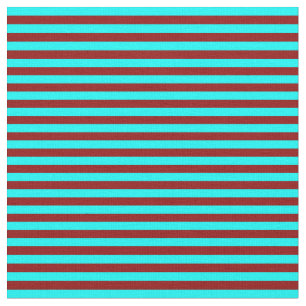Tissu Bandes de couleur rouge foncé et cyan