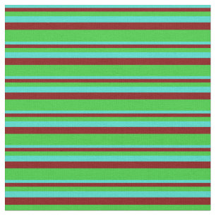 Tissu Bandes de couleur turquoise, marron et citron vert