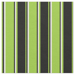 Tissu Bandes de couleur verte, noire et blanche