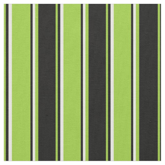 Tissu Bandes de couleur verte, noire et blanche (Fermer)