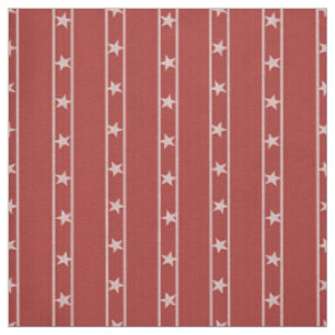 Tissu Bandes et étoiles rouge
