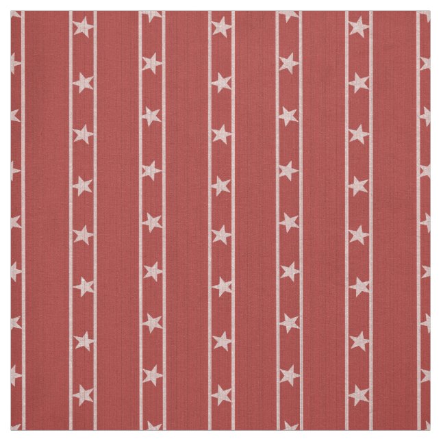 Tissu Bandes et étoiles rouge (Échantillon)