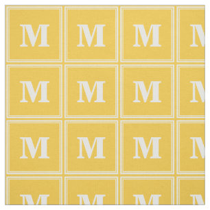 Tissu Bandes jaunes monogrammes