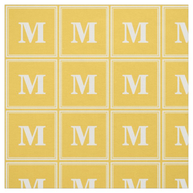 Tissu Bandes jaunes monogrammes (Échantillon)