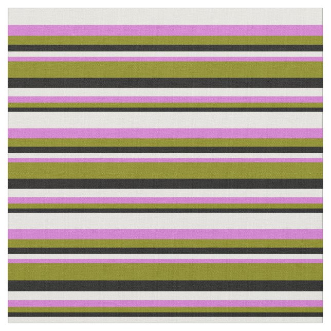 Tissu Bandes noires, vertes, orchidées et blanches (Fermer)