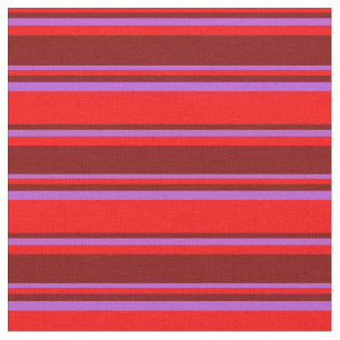 Tissu Bandes rouges, marrons et orchidées