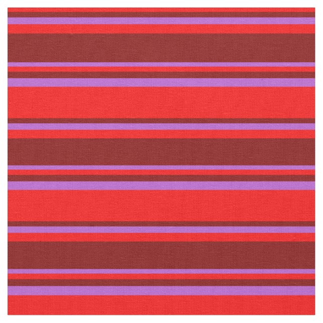 Tissu Bandes rouges, marrons et orchidées (Fermer)