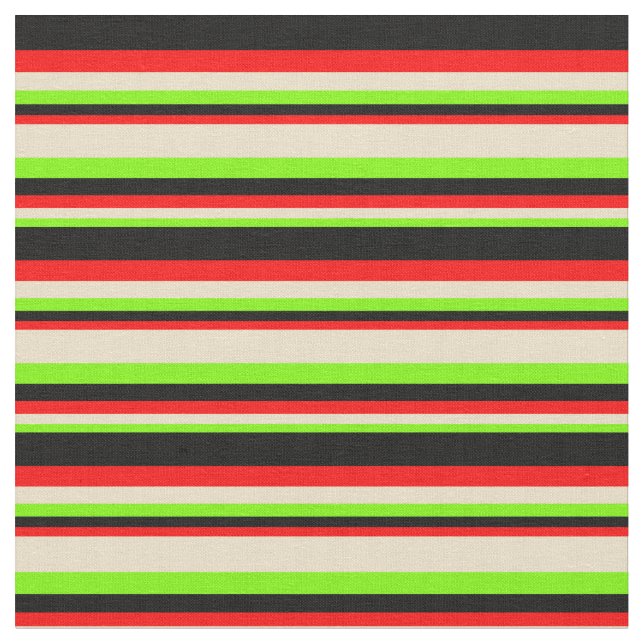 Tissu Bandes vertes, bronzées, rouges et noires (Fermer)