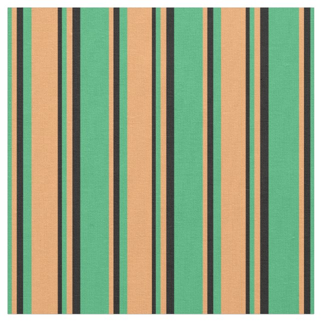 Tissu Bandes vertes, Brown et noires (Fermer)