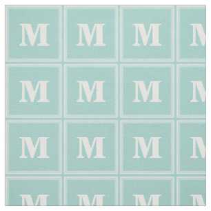Tissu Bandes vertes de menthe monogramme