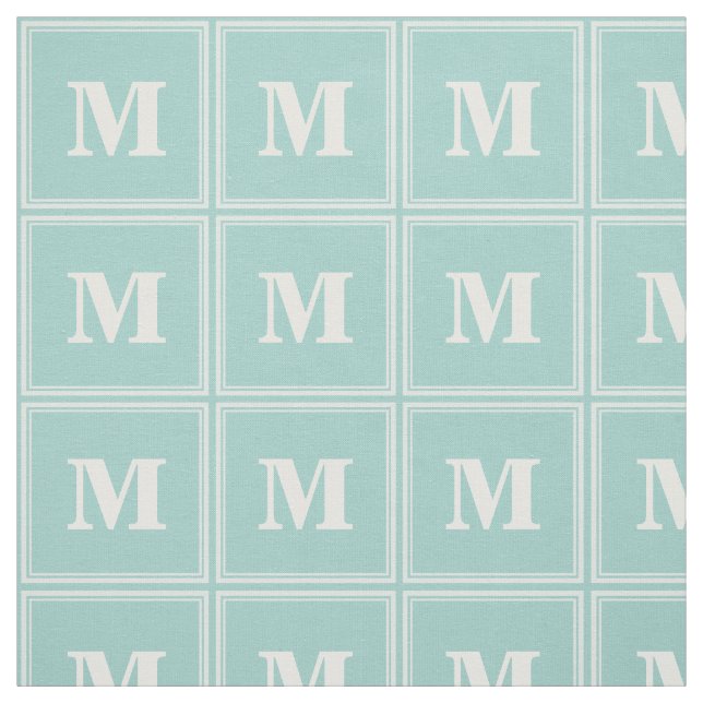 Tissu Bandes vertes de menthe monogramme (Échantillon)