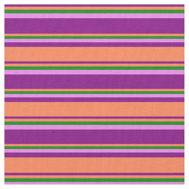 Tissu Bandes violettes, coralliennes, vertes et violette (Fermer)