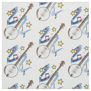Tissu Banjo avec des notes et des étoiles