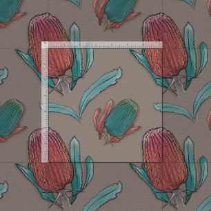 Tissu Banksia Rouge Aquarelle - Fleur Native Australienn