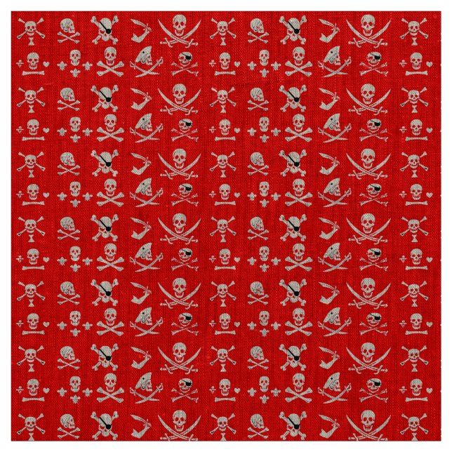 TISSU BANNIÈRES DE PIRATE ROUGE SKULL, OBJETS TRAVERSÉS, (Échantillon)