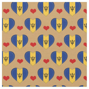 Tissu Barbados Flag & Red Heart fashion Fabric /Barbados