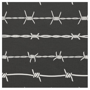 Tissu Barbelé métallique clôture noire blanche modern