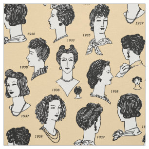 Tissu Barber vintage, coiffeuse motif rétro des années